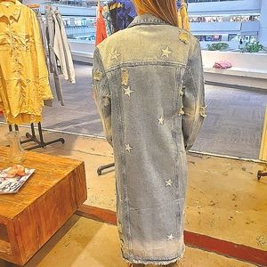 Denim full length Jacket with embroidery